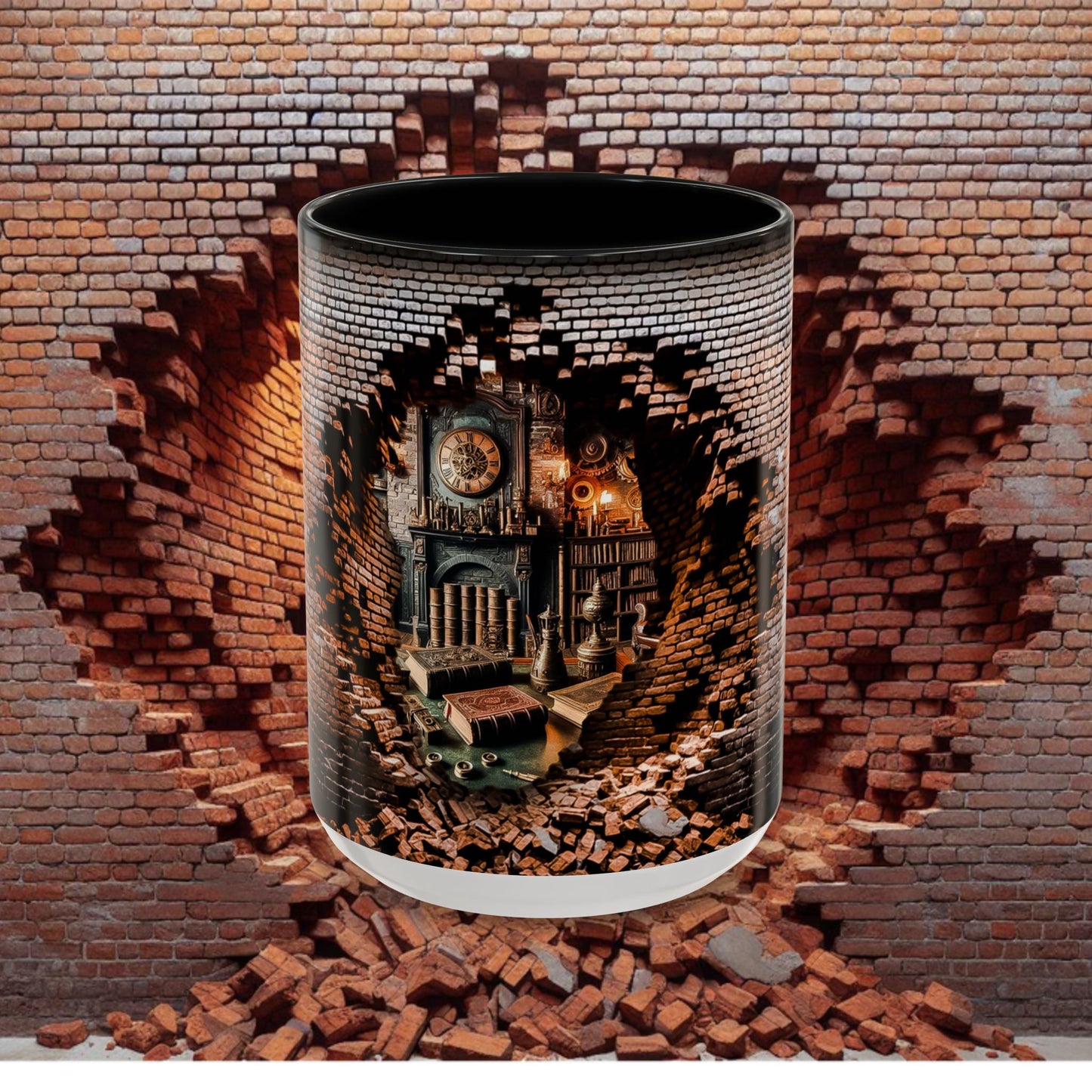 3-D Steampunk Antique Library Coffee Mug (11, 15oz)