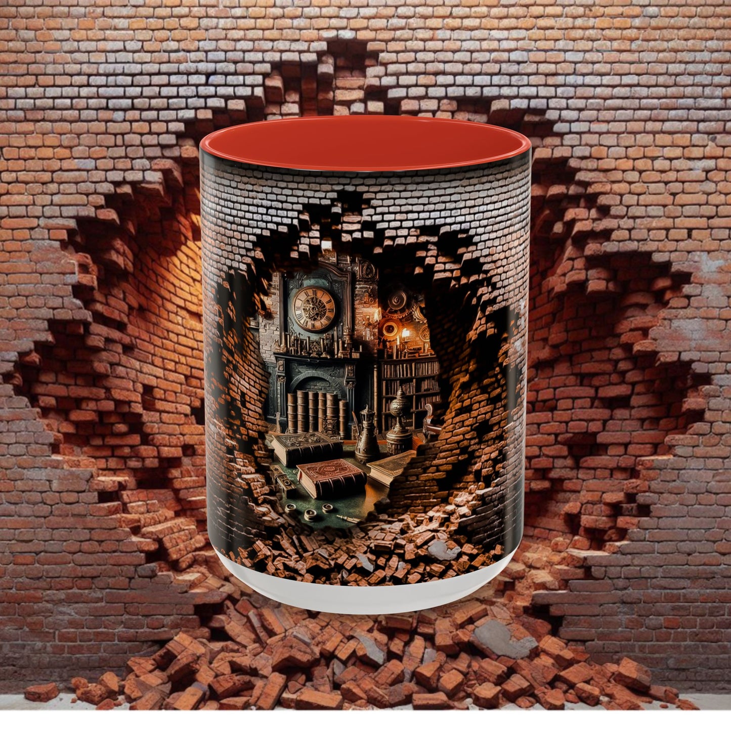 3-D Steampunk Antique Library Coffee Mug (11, 15oz)