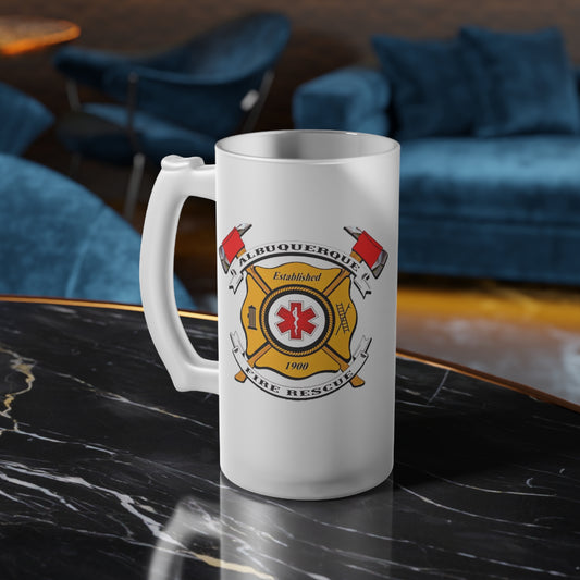 Albuquerque Fire Rescue Frosted Glass Beer Mug
